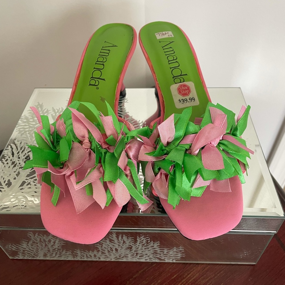Pink and Green Kitten Heels!
